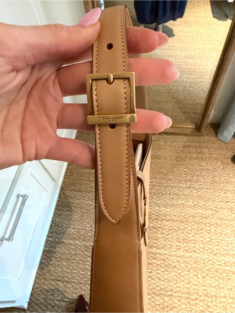 Saint Laurent Le 5 à 7 Leather Shoulder Bag YSL Beige - Picture 12 of 17
